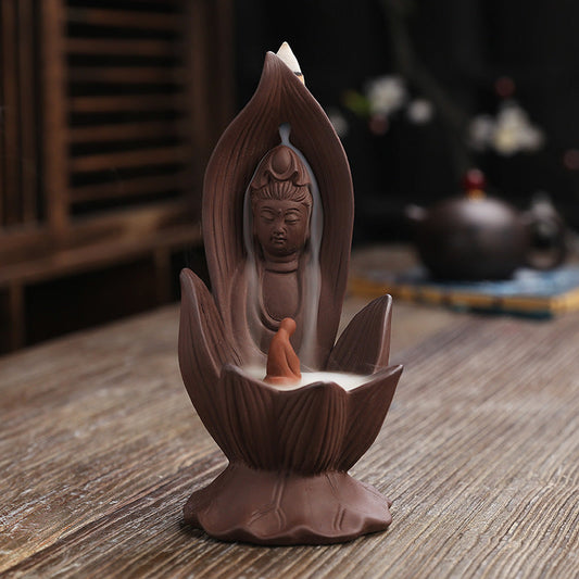 Zisha Lotus Guanyin Backflow Incense Burne