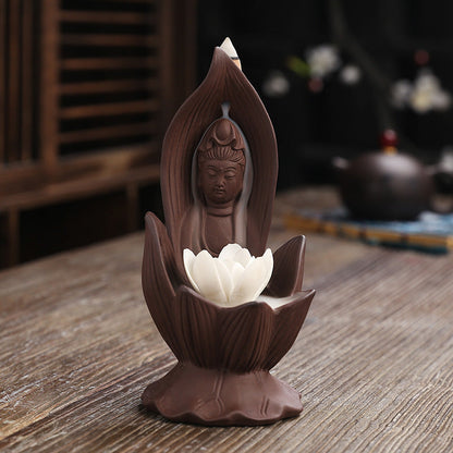 Zisha Lotus Guanyin Backflow Incense Burne