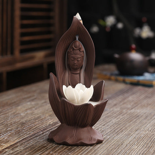 Zisha Lotus Guanyin Backflow Incense Burne