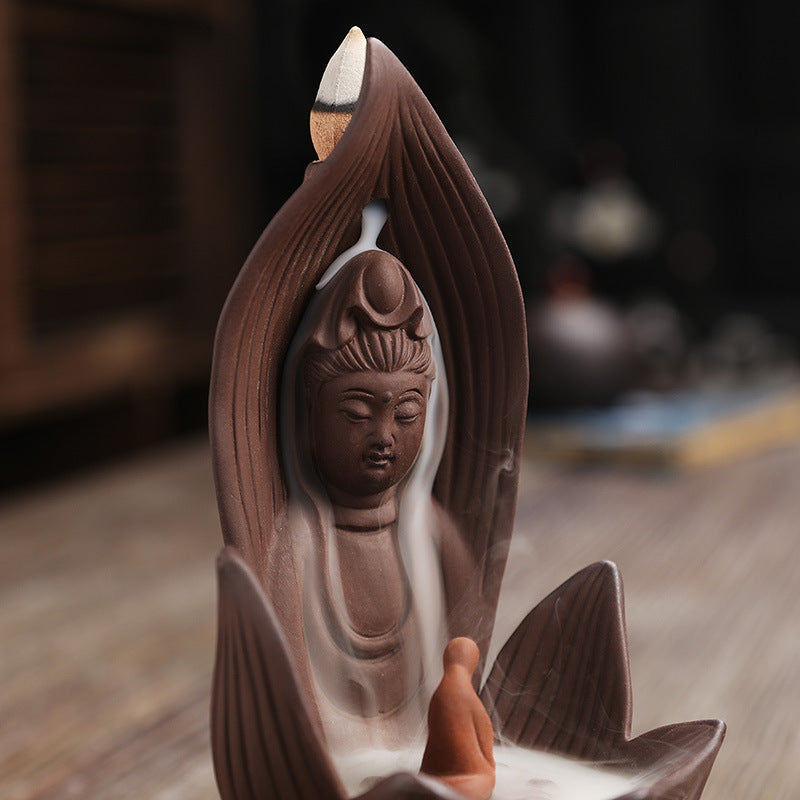 Zisha Lotus Guanyin Backflow Incense Burne