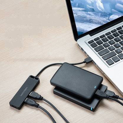CHM Series USB 2.0 Hub with Micro USB Power Supply, Black, 0.5M