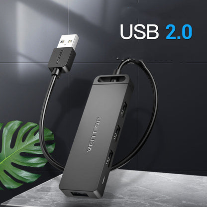 CHM Series USB 2.0 Hub with Micro USB Power Supply, Black, 0.5M