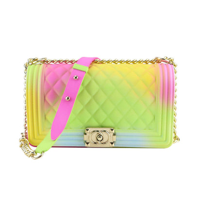 Colorful Clear Jelly Crossbody Shoulder Bag with Chain Strap