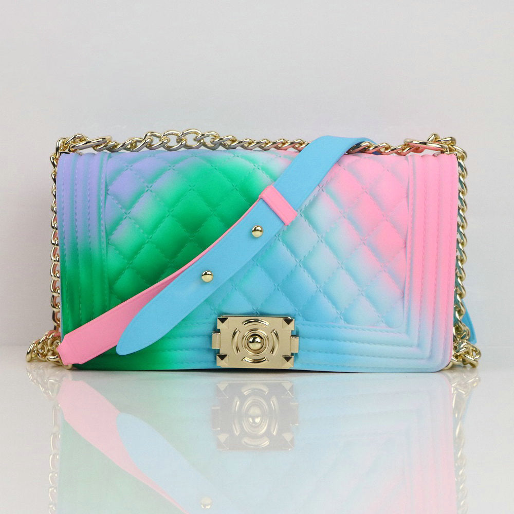 Luxury Jelly Chain Crossbody Bag – Women’s Designer Style Quilted Shoulder Messenger Purse