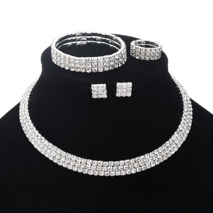 Elegant 2-Tone Diamond Beaded Necklace Set for Women with Round Geometry Claw Chain Design