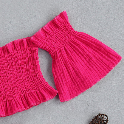Girls Summer 3-Piece Outfit Set – Off-Shoulder Top, Shorts & Headband