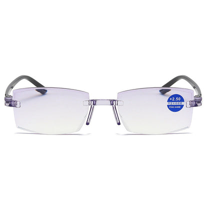 Frameless Diamond Cut Edge Reading Glasses Flat Anti-blue Light