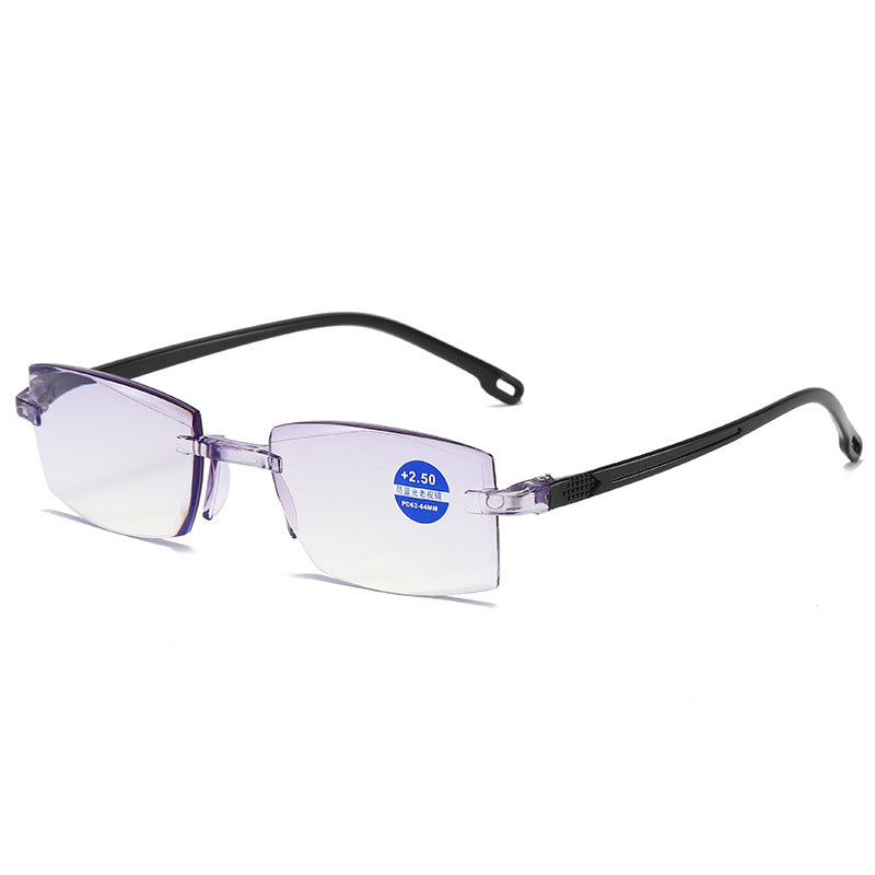 Frameless Diamond Cut Edge Reading Glasses Flat Anti-blue Light