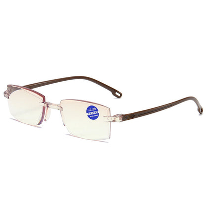 Frameless Diamond Cut Edge Reading Glasses Flat Anti-blue Light