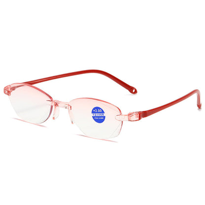 Frameless Diamond Cut Edge Reading Glasses Flat Anti-blue Light
