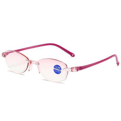 Frameless Diamond Cut Edge Reading Glasses Flat Anti-blue Light