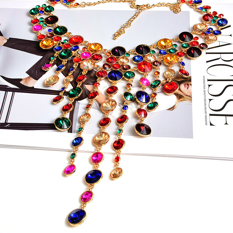 European Style Tassel Necklace with Diamonds