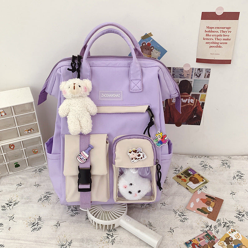 Girls Heart Junior High School Students Large Capacity Backpack Girls