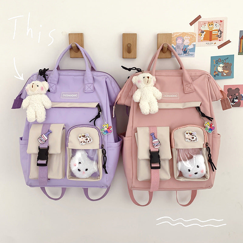 Girls Heart Junior High School Students Large Capacity Backpack Girls