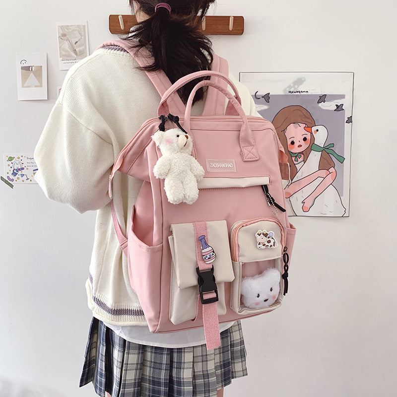 Girls Heart Junior High School Students Large Capacity Backpack Girls