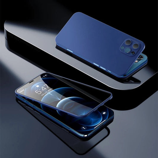 Compatible Apple Tempered Glass Full Cover Case