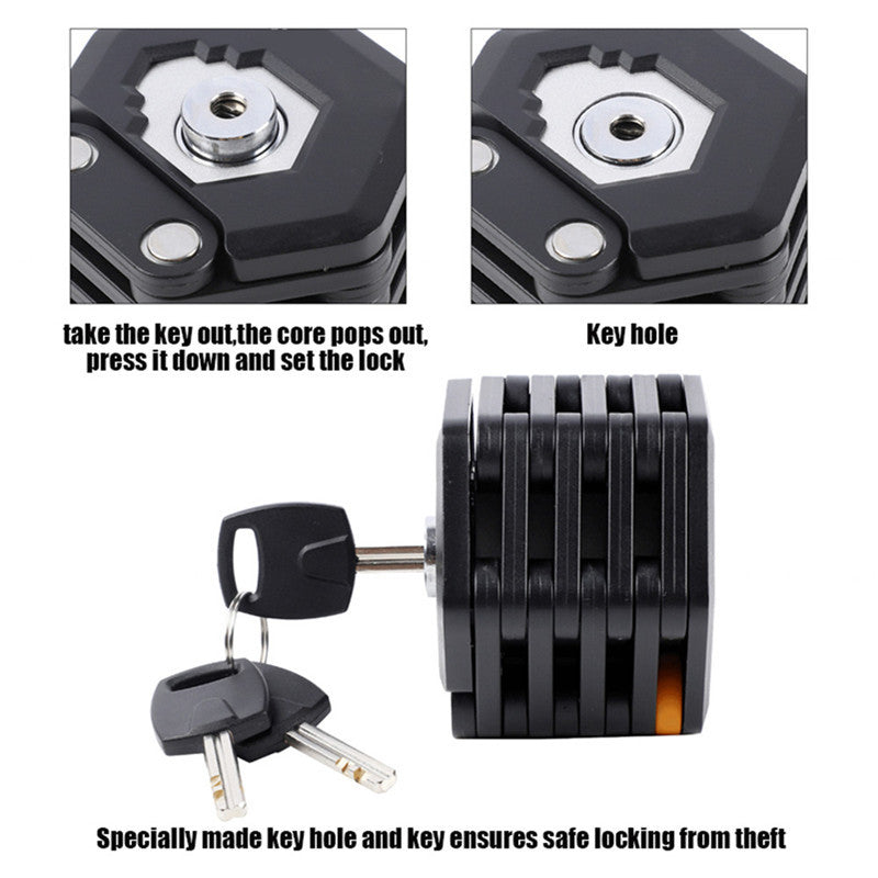 Hamburg Alloy Foldable Bike Lock – Anti-Theft with 3 Keys & Mount Bracket