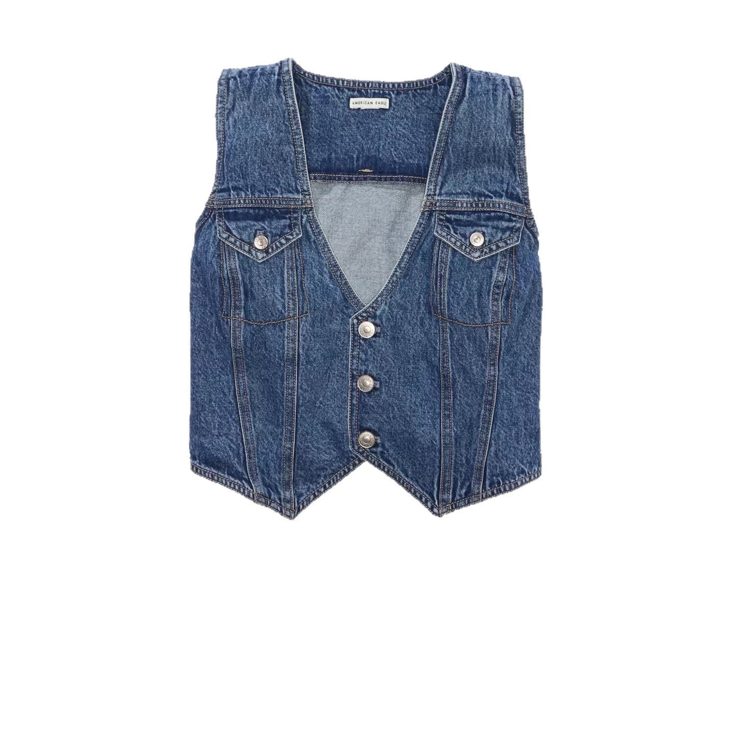 Womens Sleeveless V-Neck Top Denim Vest Petite Waistcoat