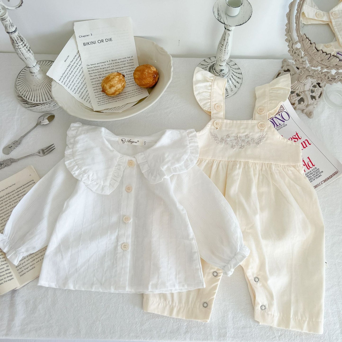 Baby Girl's Loose Adjustable Suspender Romper