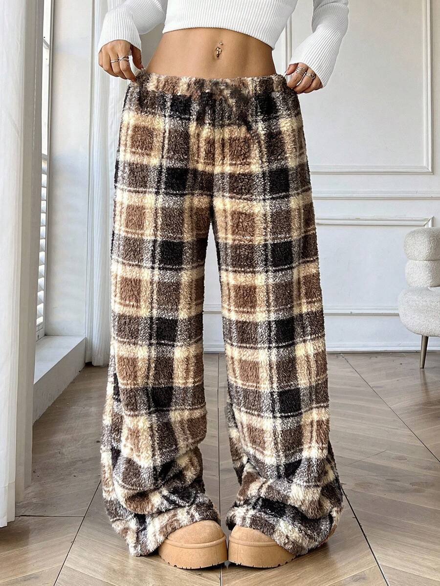 Straight-leg Wide-leg Pants Fashionable Plush  For Women
