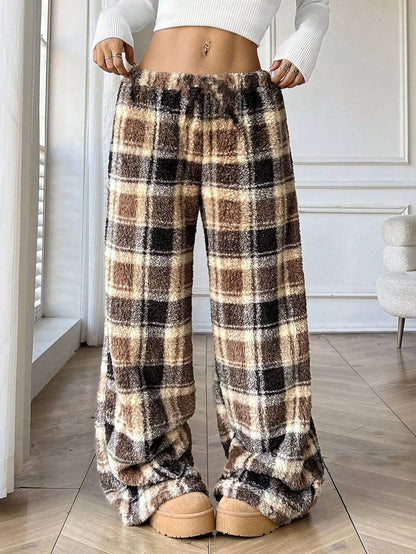 Straight-leg Wide-leg Pants Fashionable Plush  For Women