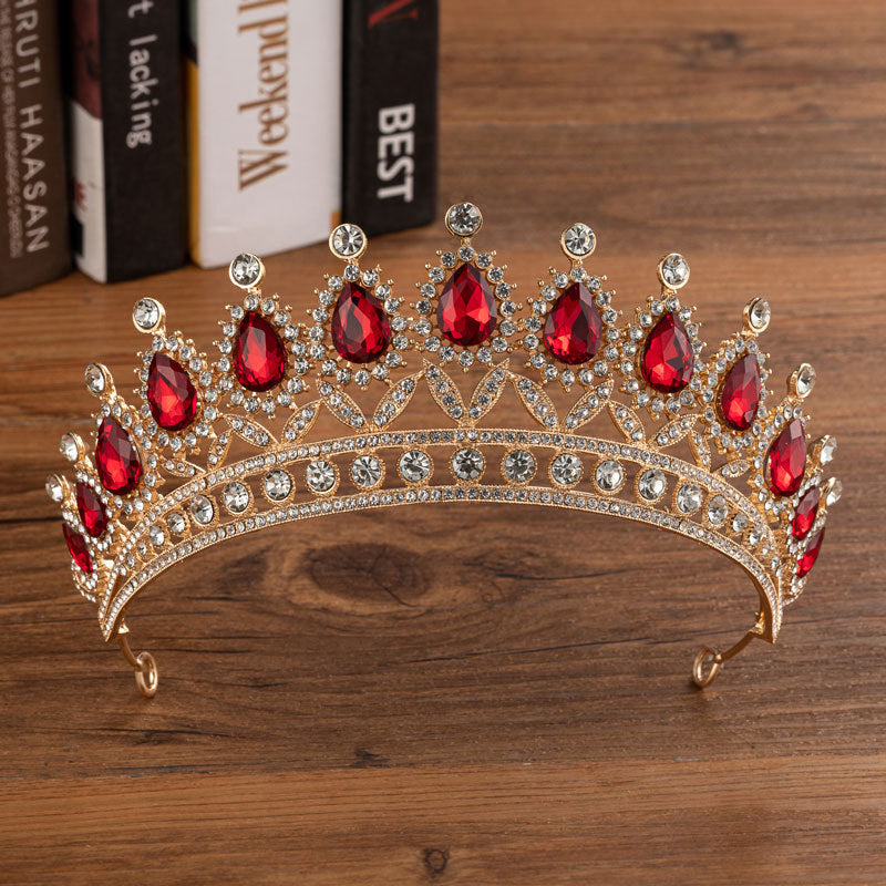 Elegant Bridal Alloy Diamond Crown Set with Exquisite Earrings and Necklace in 5 Colors