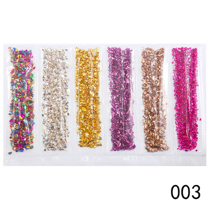 Nail Supplies, Diamond Glass Fragments, Gold And Silver Broken Glass Nails