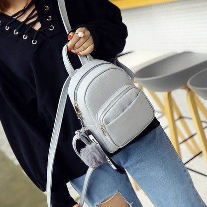 Retro Wild Fashion Mini Fur Ball Backpack Women