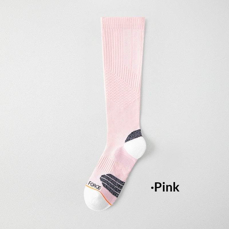 Womens Athletic Calf-length Socks High-top Slimming And Sweat-wicking