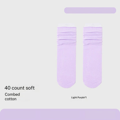 Combed Cotton Sweat-absorbent Deodorant Solid-color Knee-high Socks
