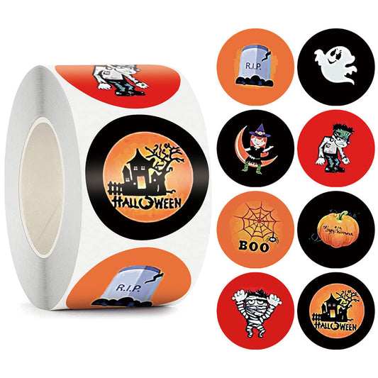 500 Rolls Happy Halloween Children's Toy Animals Thanks Decoration Sticker Label