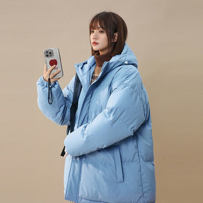 Womens Loose-fitting Solid-color Versatile Cotton Coat