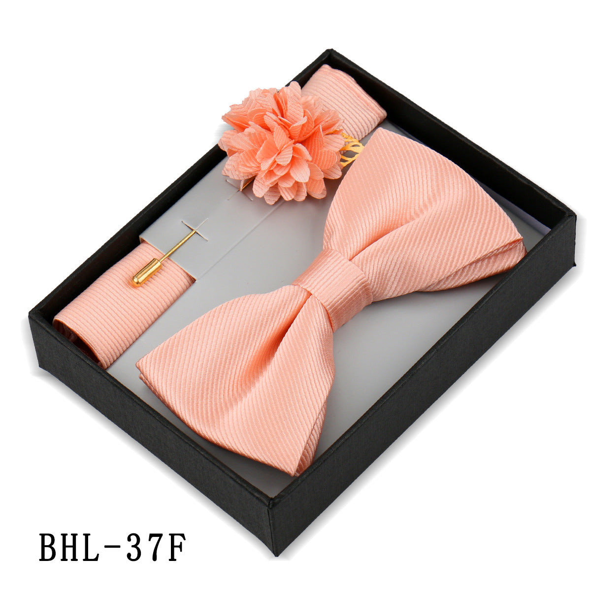 Mens Bow Tie, Pocket Square, And Brooch Gift Set