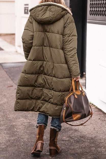 Long-sleeve Thermal Cardigan Hooded Cotton-padded Coat Mid-length