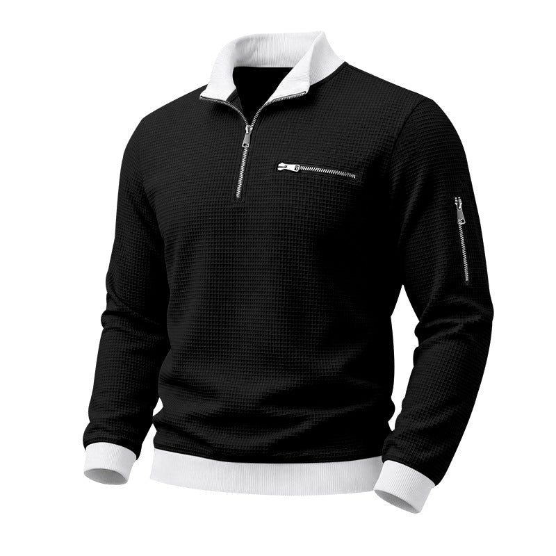 Mens Relaxed-fit Casual Stand-collar Hoodie