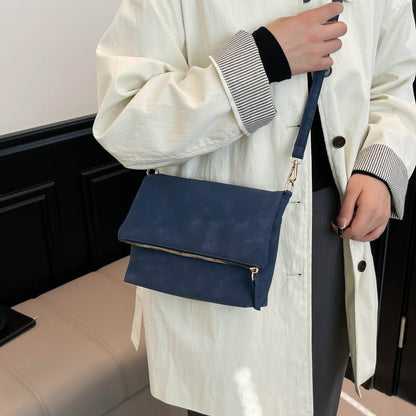 Urban Minimalist Envelope-Style Flap Saddle In PU Leather Crossbody Shoulder Bag