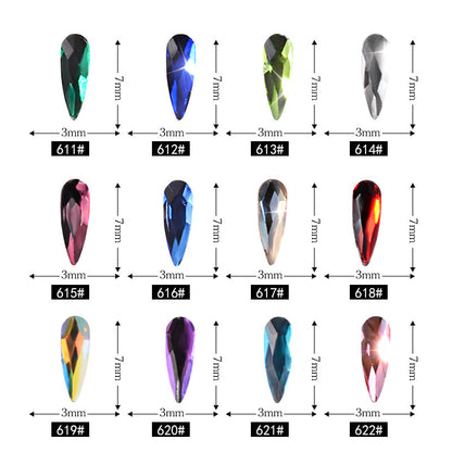 10Pcs Long Water Drop Rhinestone Nail Decor