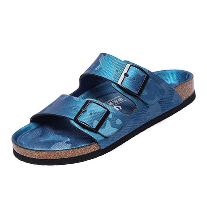 Frosted Leather Platform Slippers: Unisex, Double-breasted