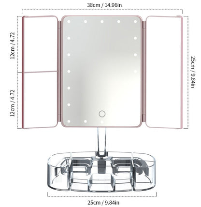 Foldable Magnifying Makeup Mirror with Lamp