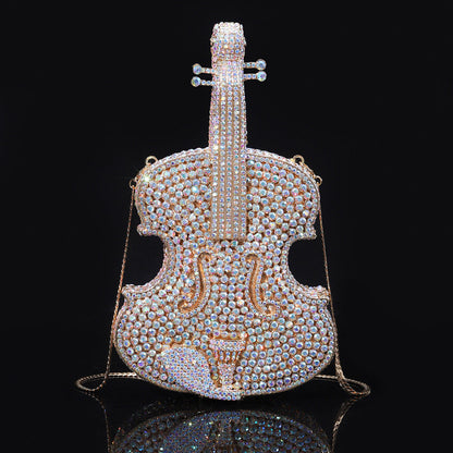 High-end Luxurious Heavy-Embroidered Shiny Champagne Bottle Rhinestone Evening Bag