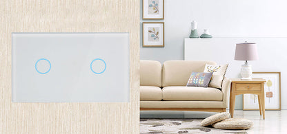 Smart RF Touch Light Switch (2-Gang) – Glass Panel Wall Switch with Remote/App Control