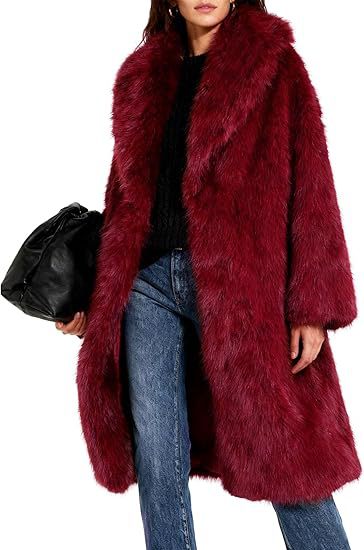 Womens Knee-length Coat With A Lapel And Hidden Buttons