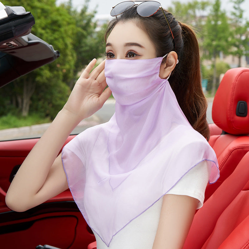 Silk Mask Breathable Neck-Covering Skin-Caring Veil For Women