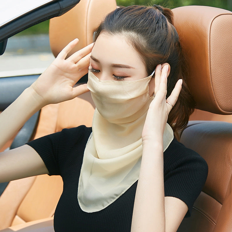 Silk Mask Breathable Neck-Covering Skin-Caring Veil For Women
