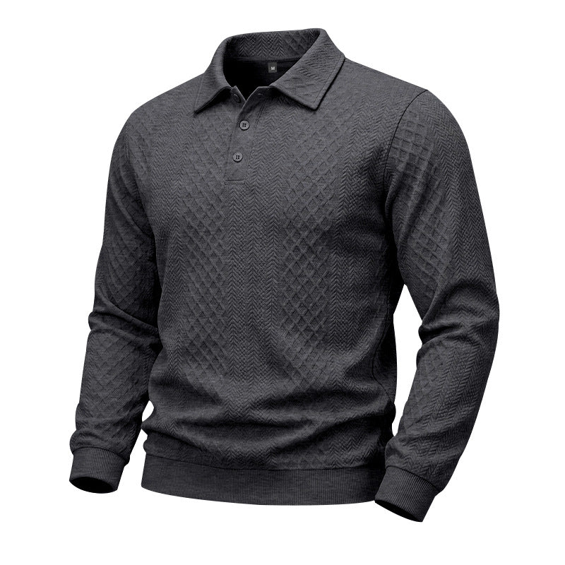 Mens Relaxed Fit Jacquard Textured Casual All Matching Long Sleeve Hoodie