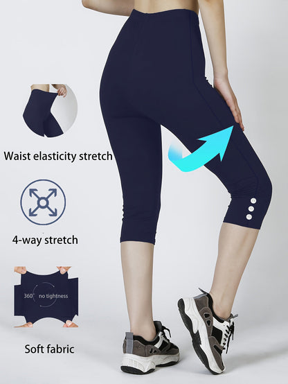 Capri Leggings For Women High Waisted Capris Tummy Control Yoga Pants With Pockets Workout Cycling Tights