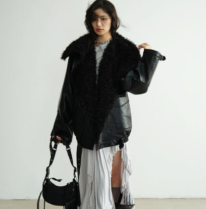 Mid-length Heavyweight PU Leather Silhouette Jacket