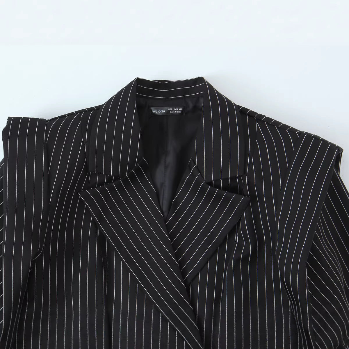 Striped Wide-shoulder Blazer For Women
