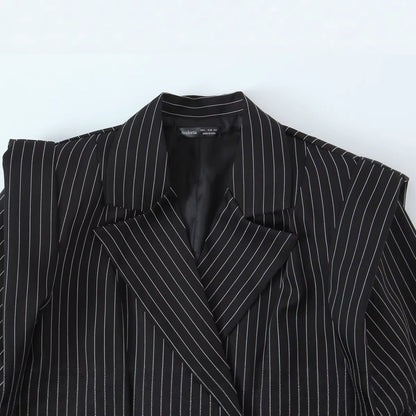 Striped Wide-shoulder Blazer For Women