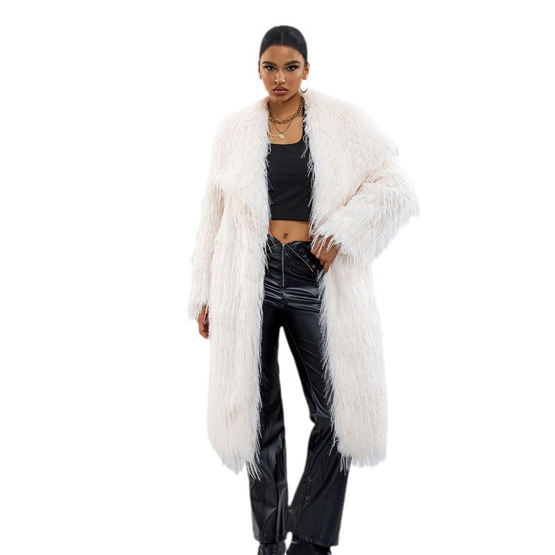 Collar Artificial Fur Top  Fur Coat Long style temperament for commuting